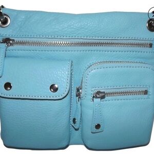 Fossil Sutton Blue Leather Crossbody Bag